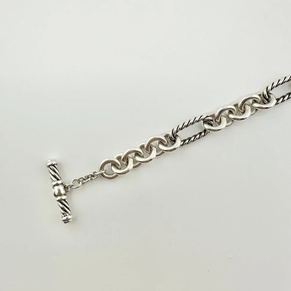 David Yurman Figaro Heart Charm Bracelet w/ 18K Yellow Gold - 7.25" - Picture 9 of 16